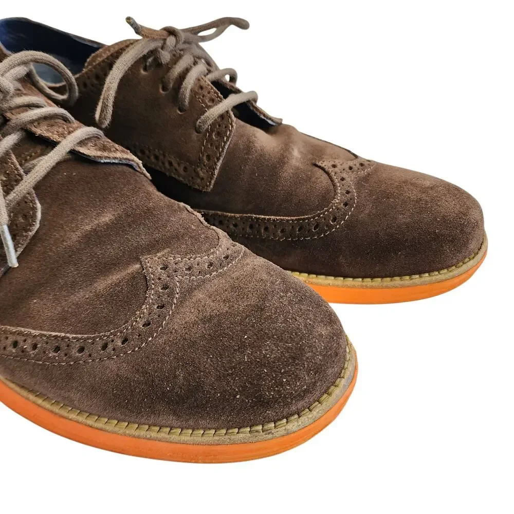 Cole Haan Mens Lunargrand Wingtip Suede‎ Oxford Shoes Size 10.5 Brown Orange